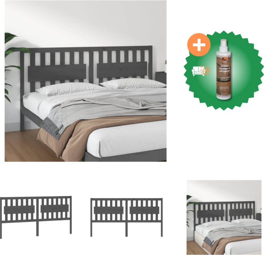 VidaXL Houten Hoofdbord Grijs 185.5 x 4 x 100 cm Rustiek design Bedonderdeel Inclusief Houtreiniger en verfrisser - Foto 5