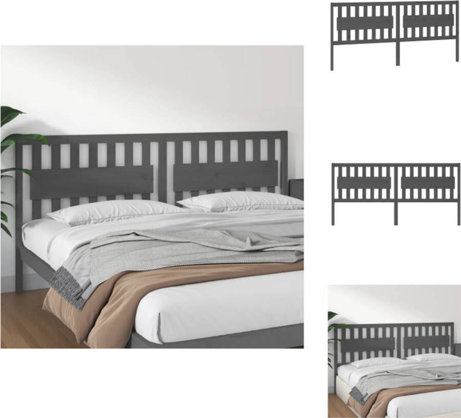 VidaXL Hoofdbord Hoofdborden Hoofdeinde Houten Hoofdbord 205-5x4x100 cm massief grenenhout grijs - Foto 6