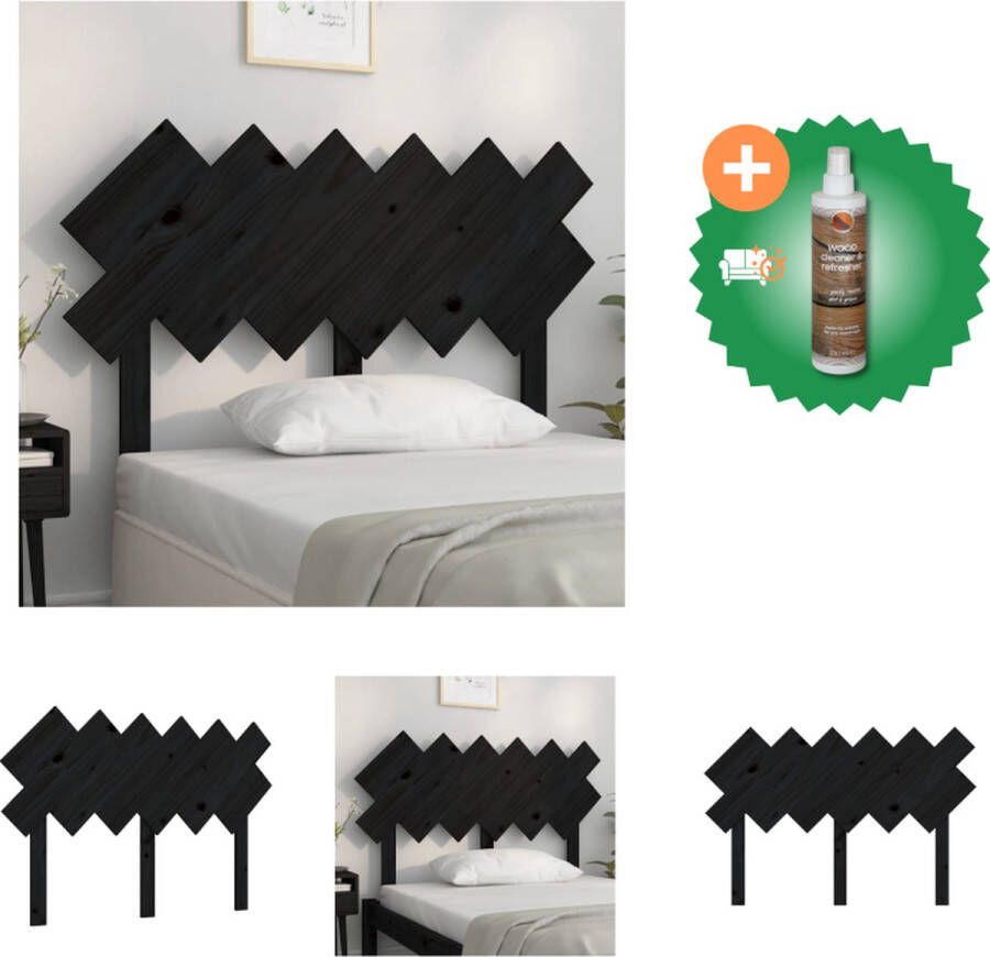 VidaXL Houten Hoofdbord Hoofdborden 122.5 x 3 x 80.5 cm Zwart Bedonderdeel Inclusief Houtreiniger en verfrisser