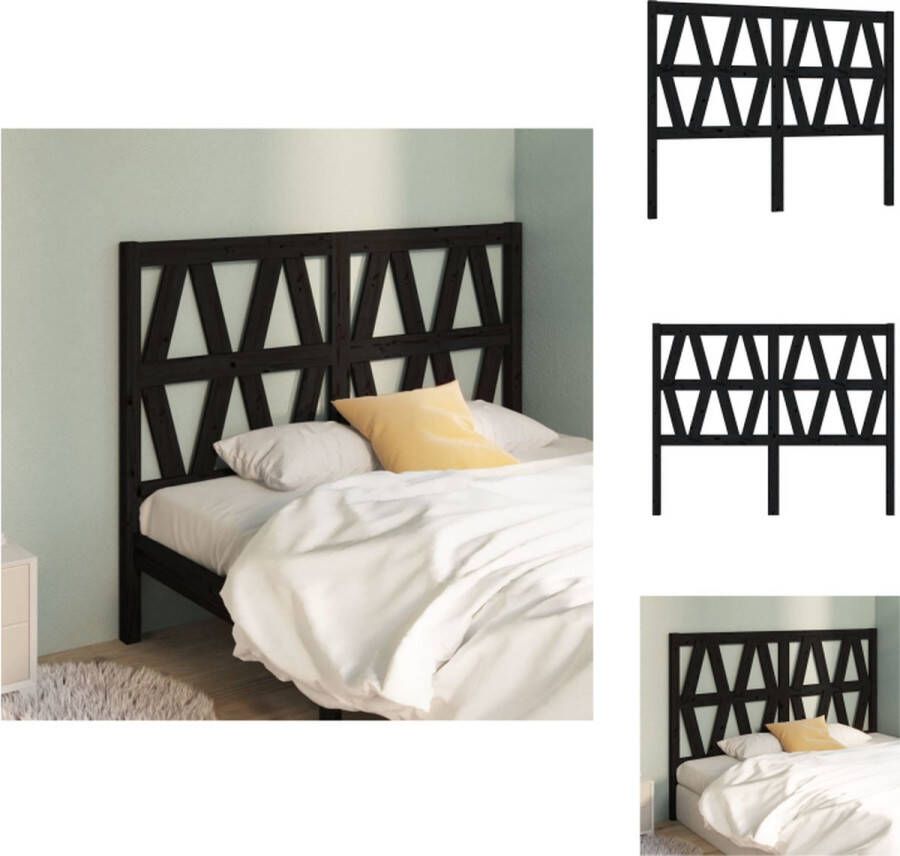 VidaXL Houten Hoofdbord Houten Latten Hoogwaardig Materiaal Zwarte Kleur 126x4x100 cm Bedonderdeel - Foto 4