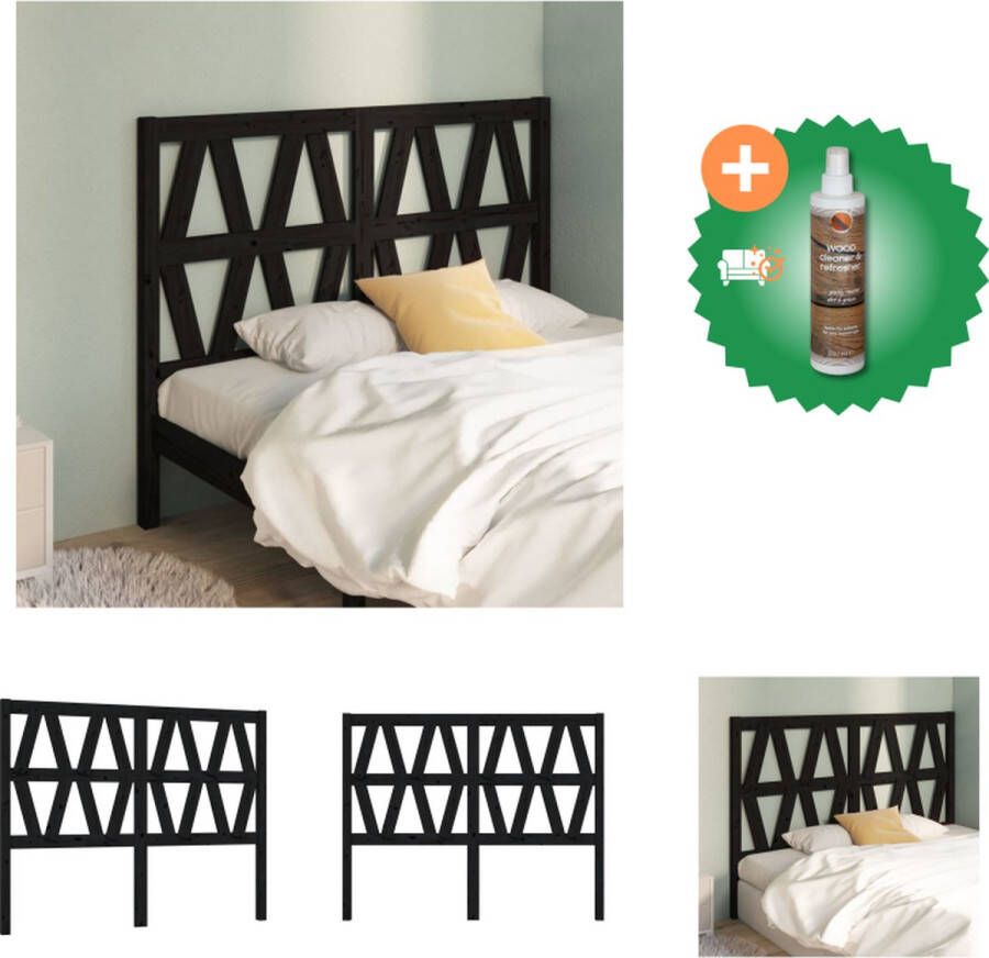 VidaXL houten hoofdeinde klassiek hoofdbord 126 x 4 x 100 cm Kleur- zwart Hoogwaardig materiaal Rustieke charme Comfortabele ondersteuning Bedonderdeel Inclusief Houtreiniger en verfrisser