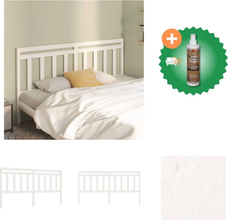VidaXL Houten Hoofdeinde Trendy Design Hoofdbord Afmetingen- 206 x 4 x 100 cm Kleur- Wit Bedonderdeel Inclusief Houtreiniger en verfrisser - Foto 5