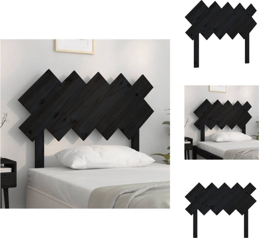 VidaXL Houten Hoofdbord Massief Grenenhout 104 x 3 x 80.5 cm Zwart Bedonderdeel