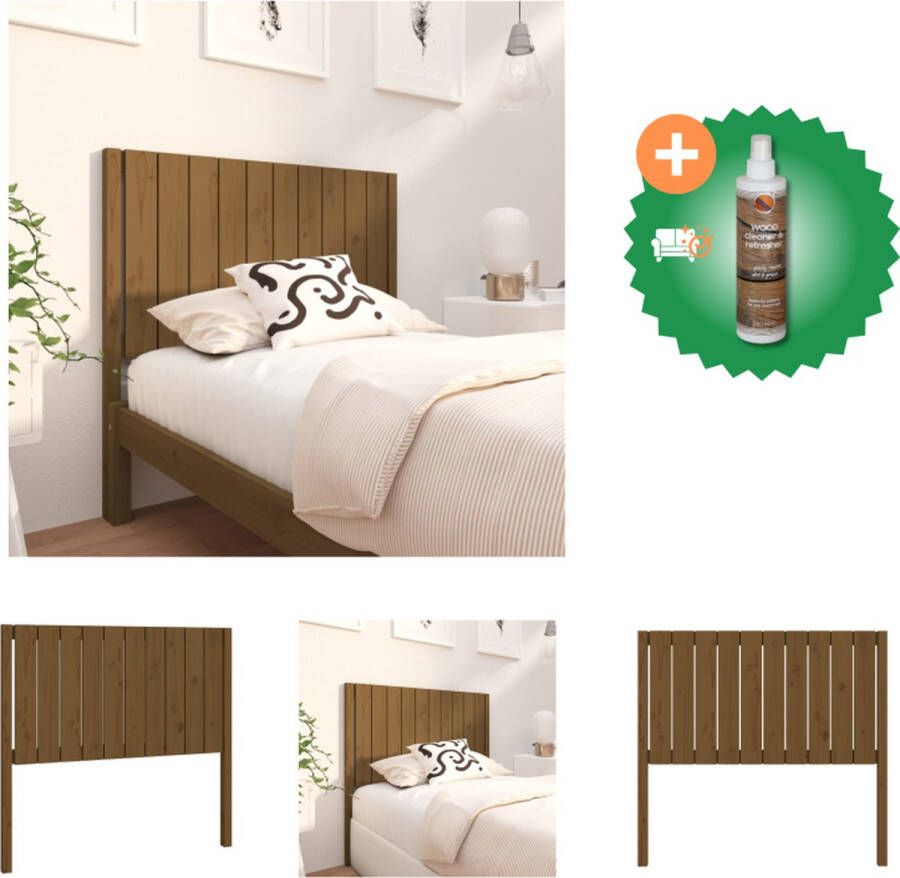 VidaXL Houten Hoofdeinde Rustieke Charme Hoofdbord 105.5 x 4 x 100 cm Kleur- Honingbruin Bedonderdeel Inclusief Houtreiniger en verfrisser - Foto 5