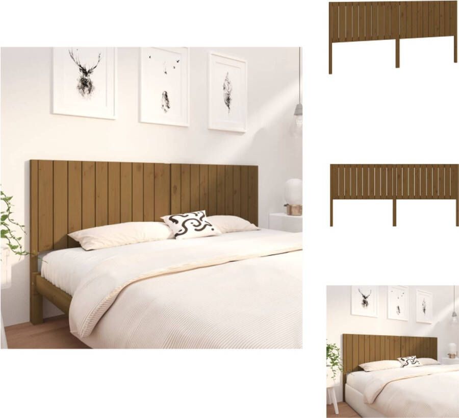 VidaXL Houten Hoofdbord Rustieke Charme Comfortabele Ondersteuning Honingbruin 205.5x4x100cm Bedonderdeel