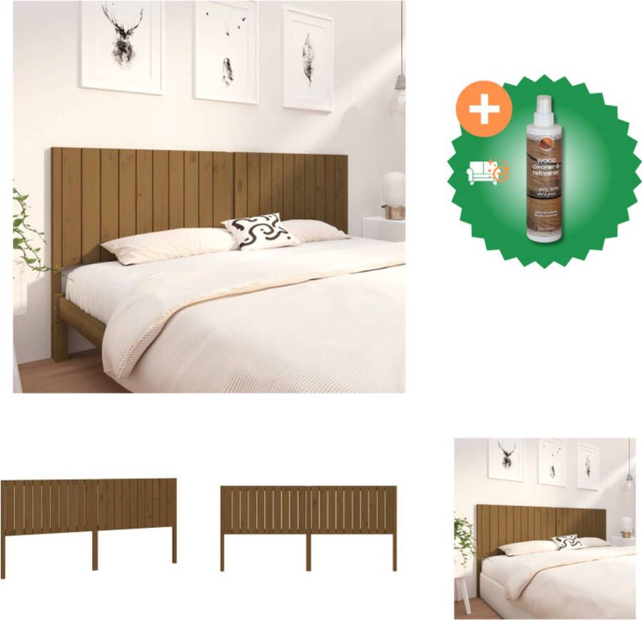 VidaXL Houten Hoofdbord Rustieke Charme Comfortabele Ondersteuning Honingbruin 205.5x4x100cm Bedonderdeel Inclusief Houtreiniger en verfrisser