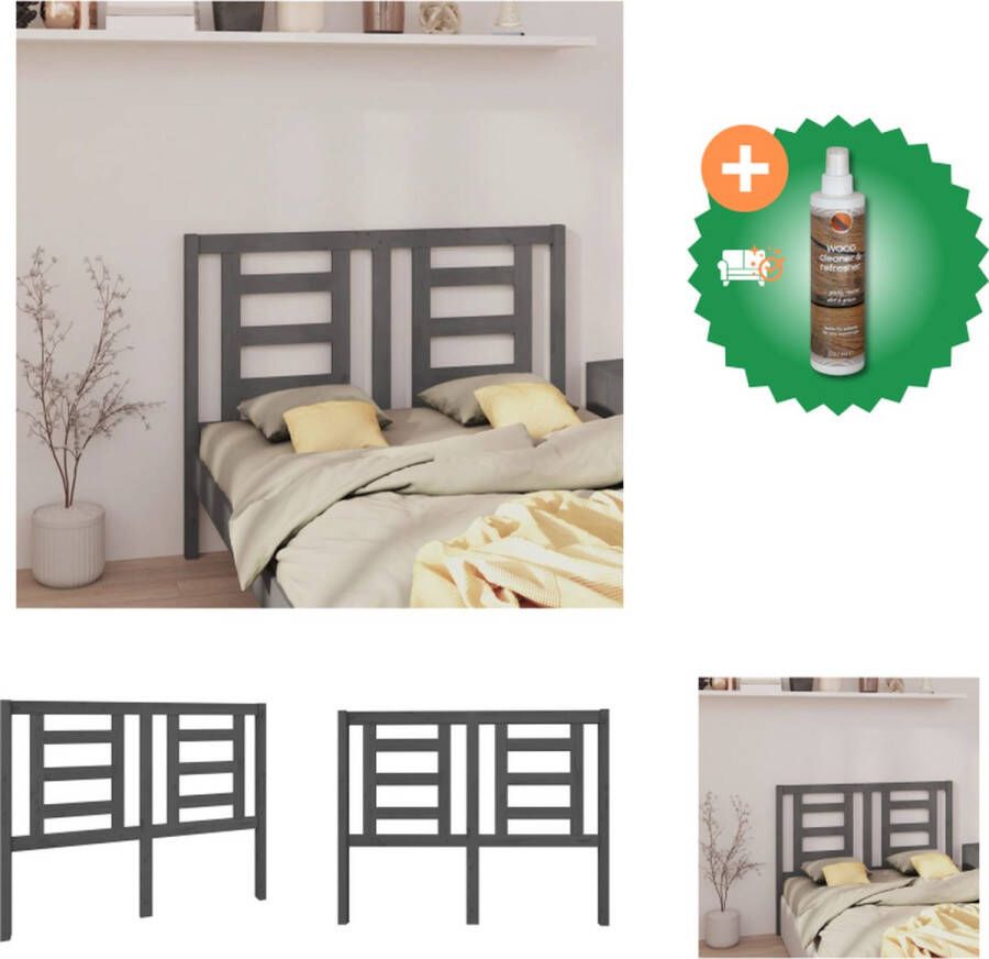 VidaXL Houten Hoofdeinde Klassiek Hoofdbord Afmeting- 126 x 4 x 100 cm Ken- Rustiek Grijs Montage vereist Bedonderdeel Inclusief Houtreiniger en verfrisser - Foto 2