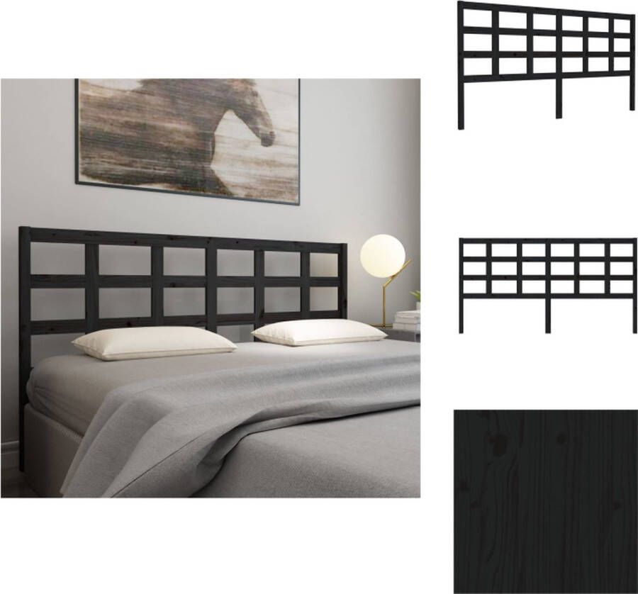 VidaXL Houten Hoofdbord Trendy Bedaccessoire 185.5 x 4 x 100 cm Zwarte kleur Bedonderdeel