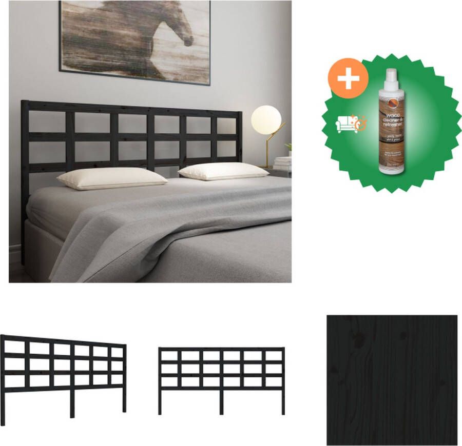 VidaXL Houten Hoofdbord Trendy Bedaccessoire 185.5 x 4 x 100 cm Zwarte kleur Bedonderdeel Inclusief Houtreiniger en verfrisser