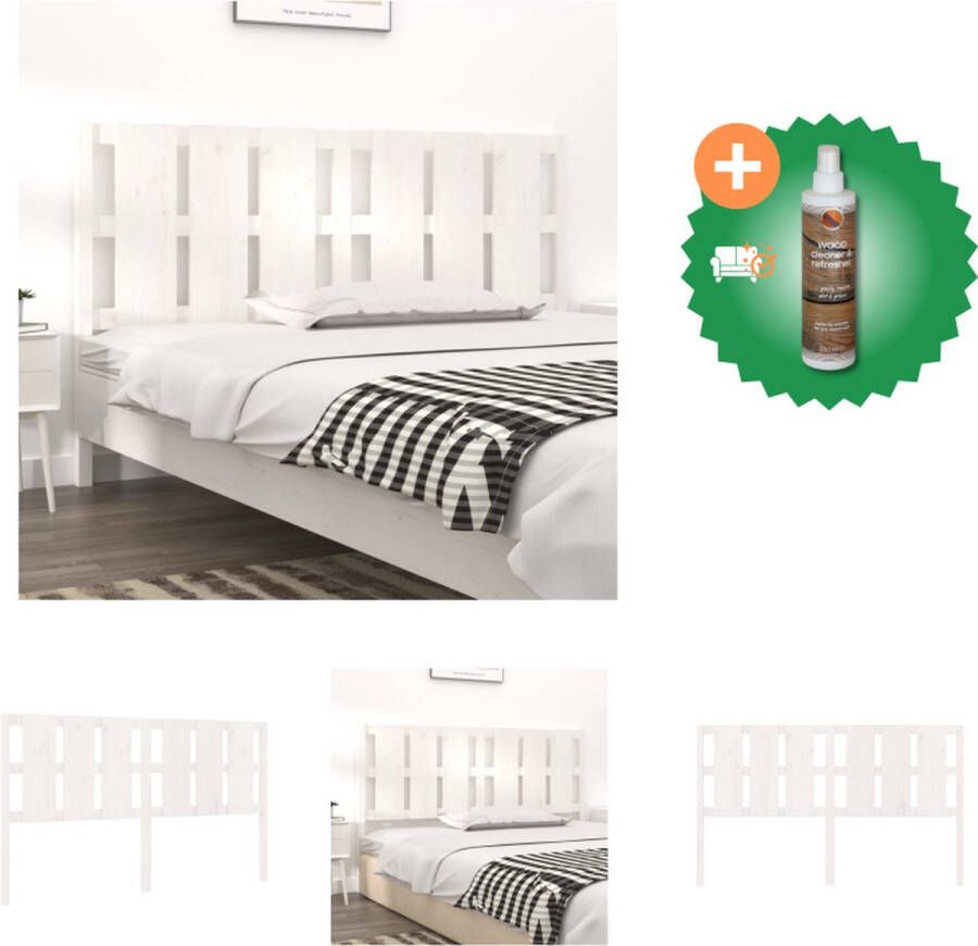 VidaXL Houten Hoofdbord Wit 185.5x4x100 cm Massief grenenhout Rustieke charme Bedonderdeel Inclusief Houtreiniger en verfrisser - Foto 5