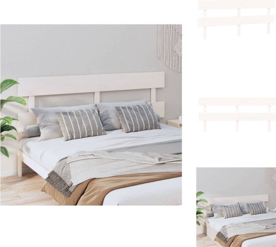VidaXL Houten Hoofdbord Wit 204 x 3 x 81 cm Trendy design Bedonderdeel
