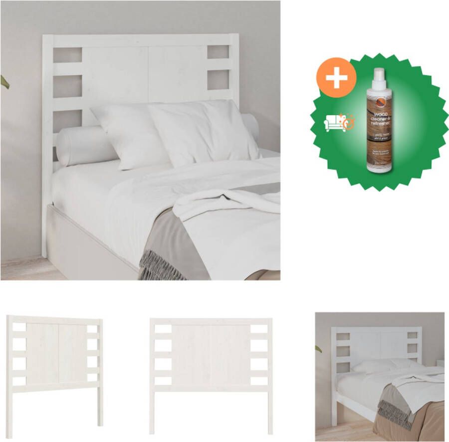 VidaXL Houten Hoofdbord Wit 96 x 4 x 100 cm Rustieke Charme Bedonderdeel Inclusief Houtreiniger en verfrisser - Foto 8