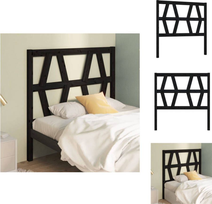 VidaXL Hoofdbord Hoofdborden Hoofdeinde Houten Hoofdbord 81x4x100 cm massief grenenhout zwart - Foto 2