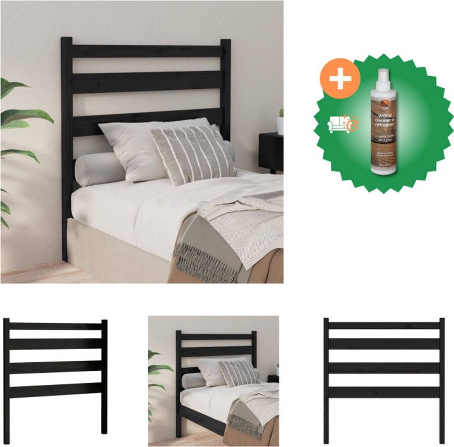VidaXL Houten Hoofdbord Zwart 81 x 4 x 100 cm Massief Grenenhout Bedonderdeel Inclusief Houtreiniger en verfrisser - Foto 7