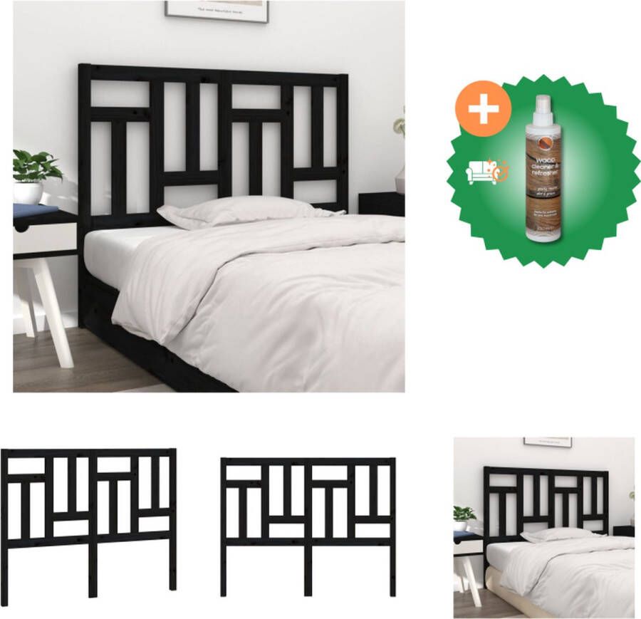 VidaXL Houten Hoofdbord Zwart Grenenhout 145.5 x 4 x 100 cm Bedonderdeel Inclusief Houtreiniger en verfrisser