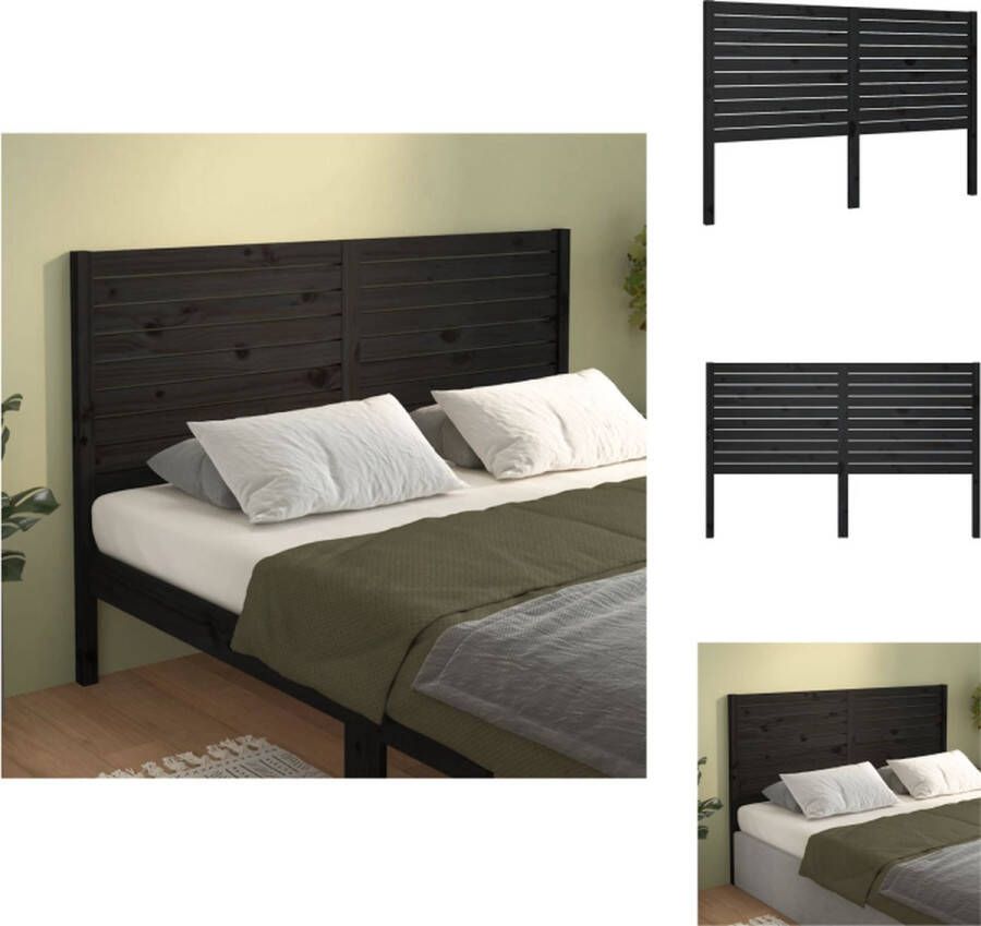 vidaXL Houten Hoofdeinde Bedframe Accessoires 126 x 4 x 100 cm Zwart Bedonderdeel