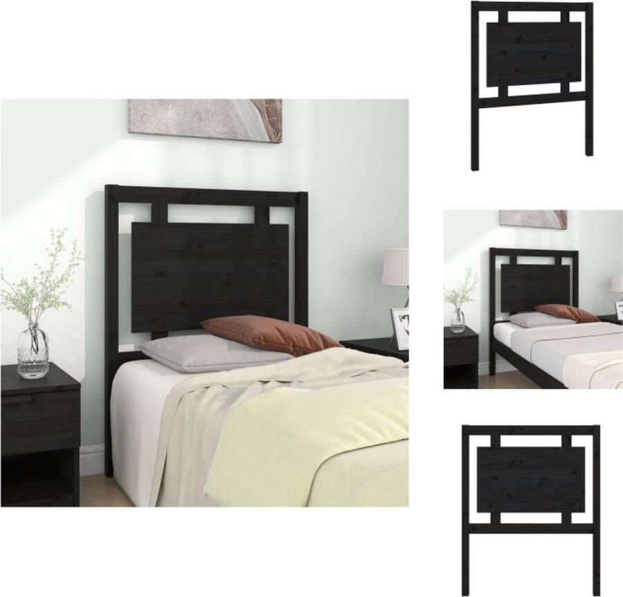 VidaXL Houten Hoofdeinde Bedframe Decoratie 80.5 x 4 x 100 cm Zwart Bedonderdeel