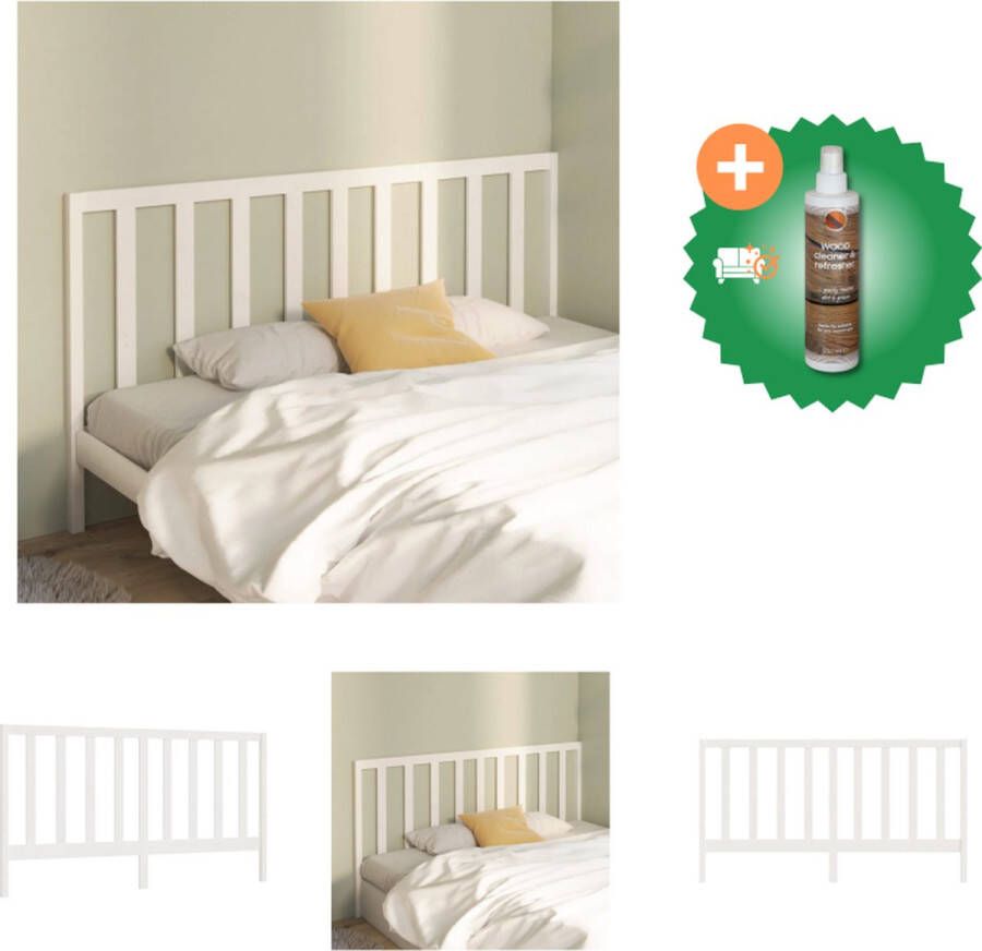 VidaXL Houten Hoofdeinde Trendy Design Hoofdbord Afmetingen- 206 x 4 x 100 cm Kleur- Wit Bedonderdeel Inclusief Houtreiniger en verfrisser - Foto 2