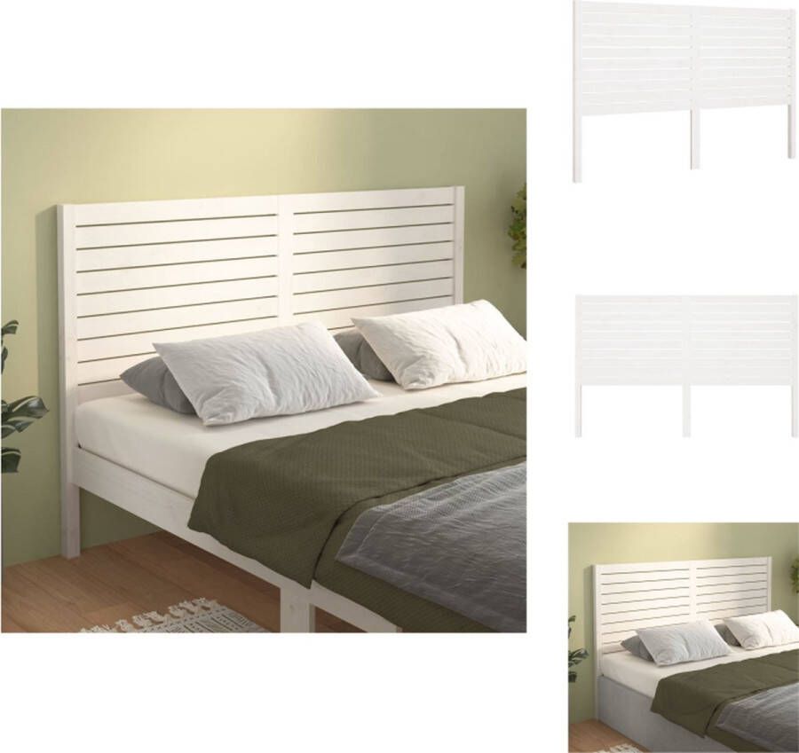 VidaXL Hoofdbord Hoofdborden Hoofdeinde Houten Hoofdbord 206x4x100 cm massief grenenhout wit - Foto 4