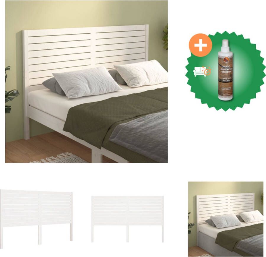 VidaXL Houten Hoofdeinde Trendy Design Hoofdbord Afmetingen- 206 x 4 x 100 cm Kleur- Wit Bedonderdeel Inclusief Houtreiniger en verfrisser - Foto 6