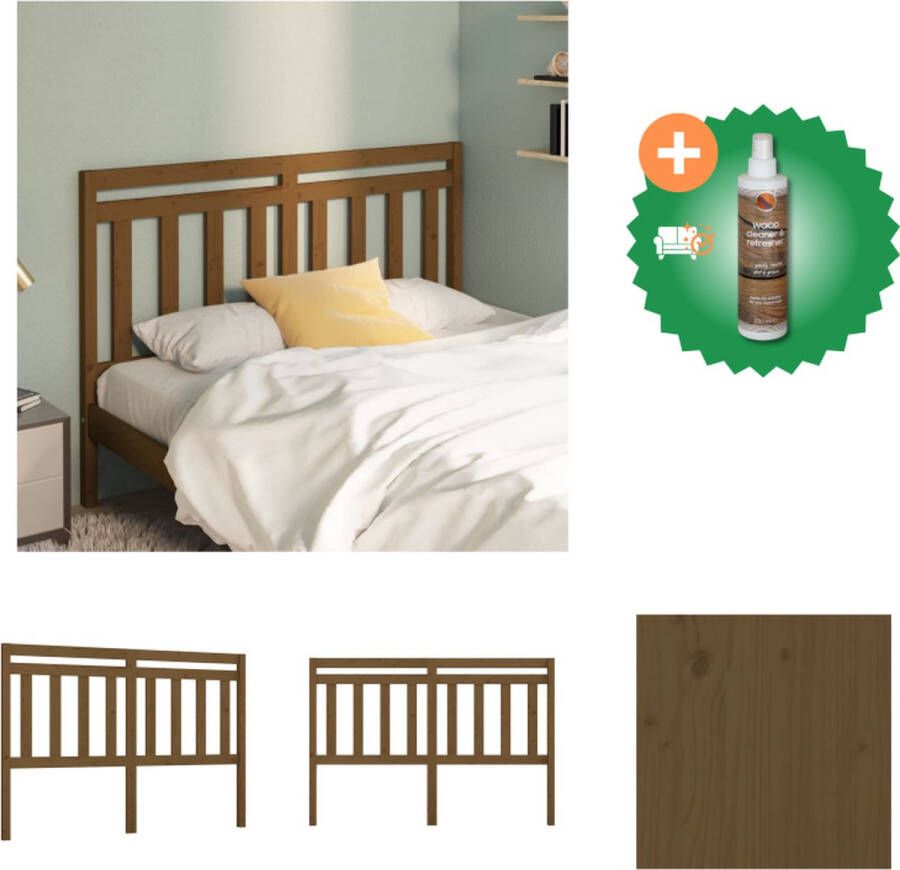 VidaXL Houten Hoofdeinde Klassieke Uitstraling Bedframe Afmetingen- 166 x 4 x 100 cm Kleur- Honingbruin Bedonderdeel Inclusief Houtreiniger en verfrisser