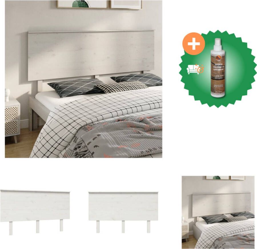 VidaXL Houten Hoofdeinde Hoofdbord 184 x 6 x 82.5 cm Wit Bedonderdeel Inclusief Houtreiniger en verfrisser