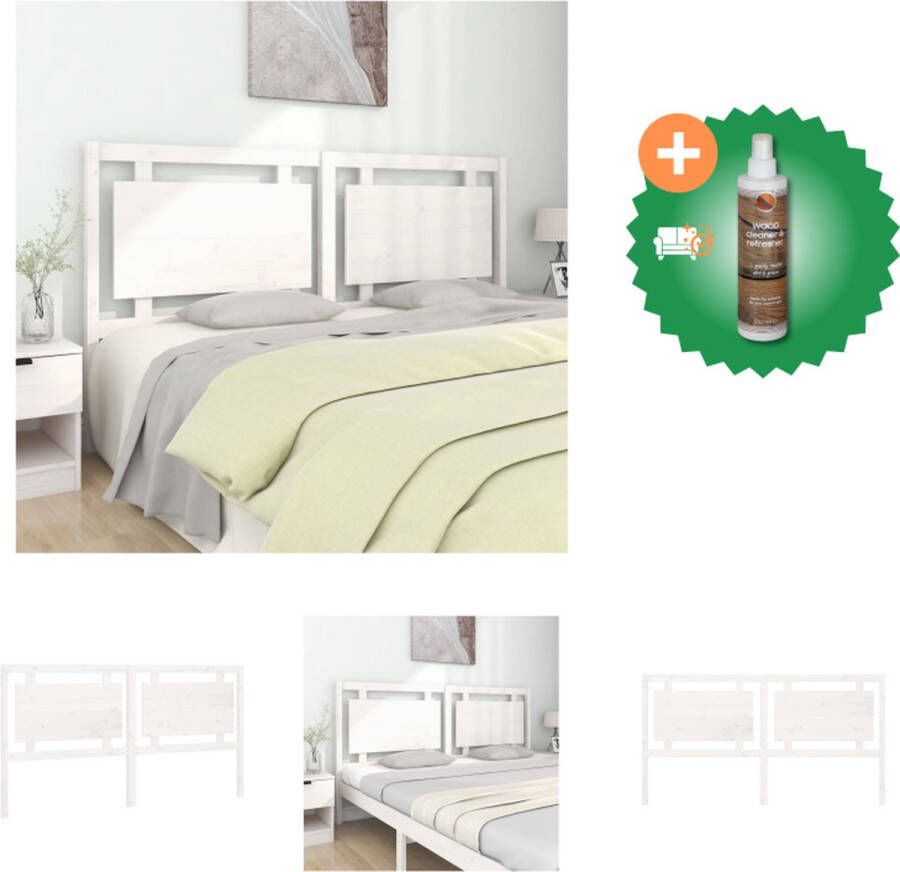 VidaXL Houten Hoofdbord Wit 185.5x4x100 cm Massief grenenhout Rustieke charme Bedonderdeel Inclusief Houtreiniger en verfrisser - Foto 1