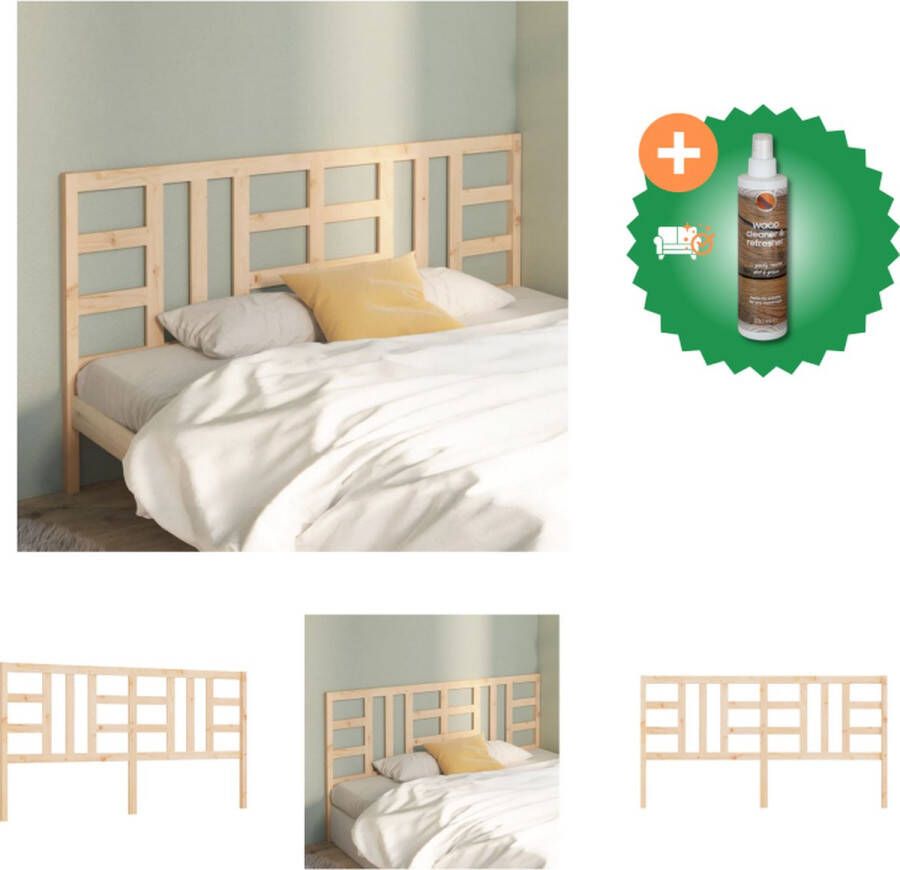 VidaXL Houten Hoofdeinde Klassieke Uitstraling Hoofdbord 206x4x100 cm Massief Grenenhout Bedonderdeel Inclusief Houtreiniger en verfrisser - Foto 6