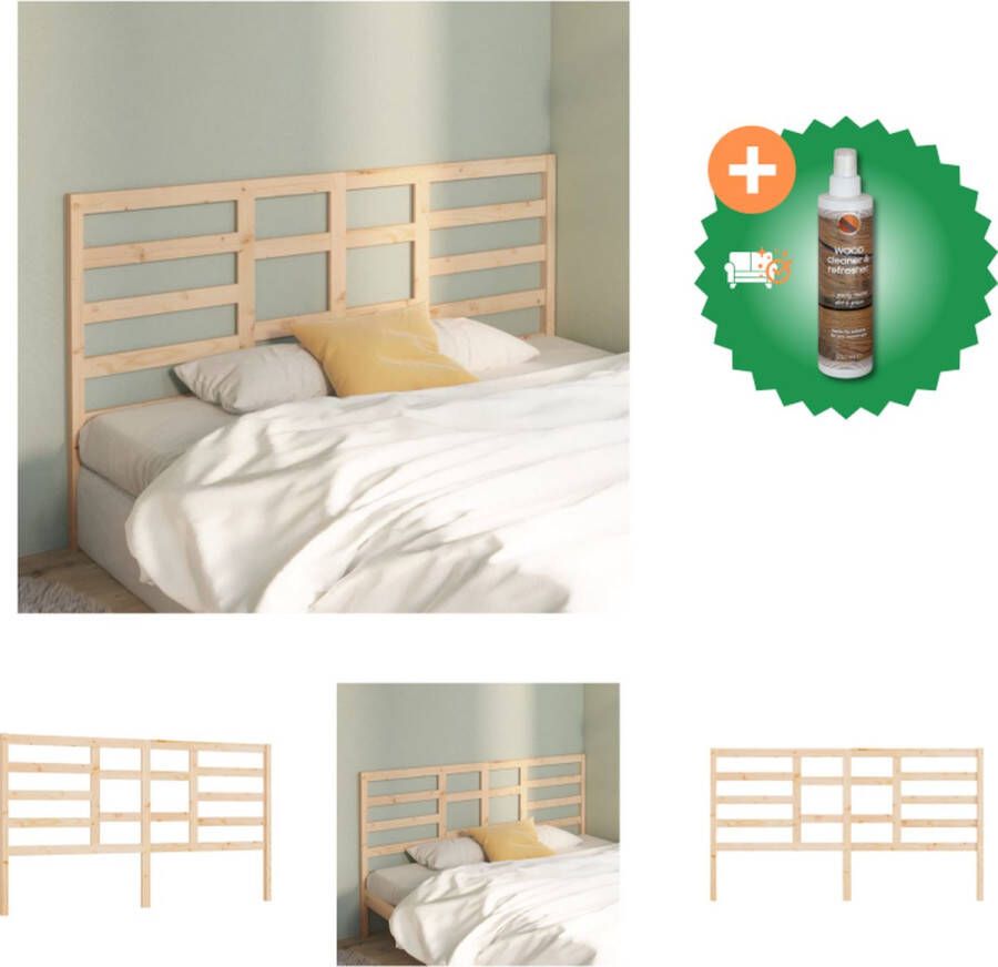 VidaXL Houten Hoofdeinde Hoofdbord 206 x 4 x 104 cm Massief Grenenhout Bedonderdeel Inclusief Houtreiniger en verfrisser