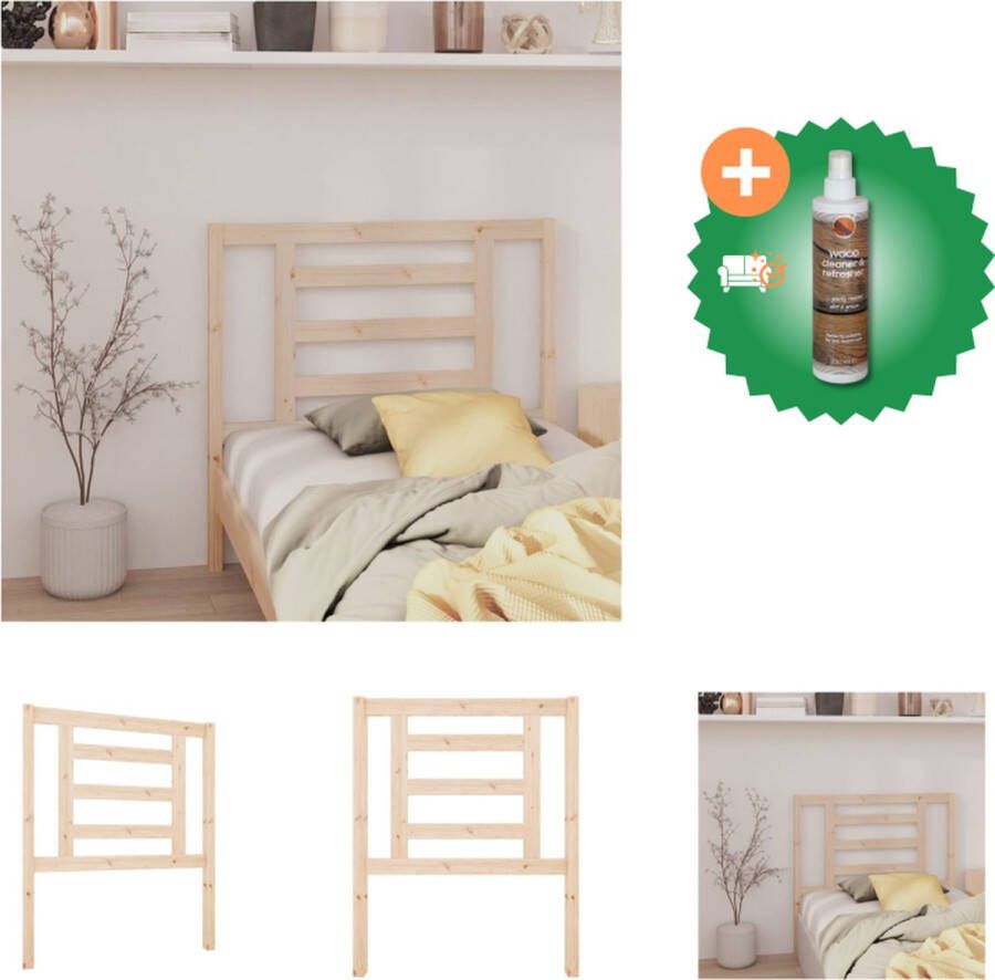 VidaXL Houten Hoofdeinde Hoofdbord 81 x 4 x 100 cm Massief Grenenhout Bedonderdeel Inclusief Houtreiniger en verfrisser