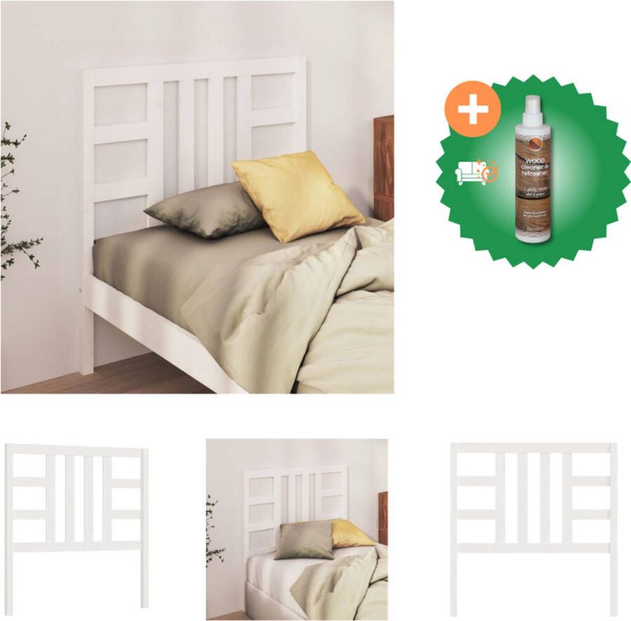 VidaXL Houten Hoofdbord Wit 96 x 4 x 100 cm Rustieke Charme Bedonderdeel Inclusief Houtreiniger en verfrisser