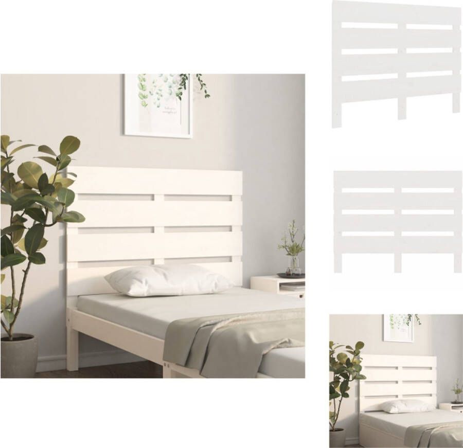 VidaXL Hoofdbord Hoofdborden Hoofdeinde Houten Hoofdbord 100x3x80 cm massief grenenhout wit - Foto 2