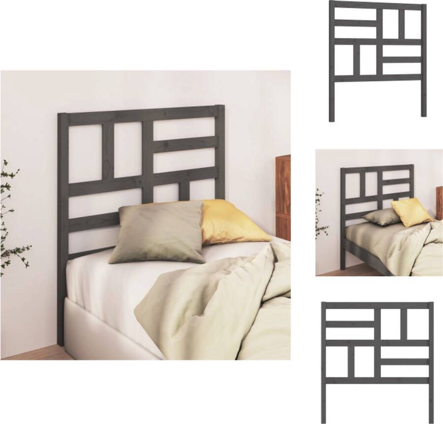 VidaXL Hoofdbord Hoofdborden Hoofdeinde Houten Hoofdbord 106x4x104 cm massief grenenhout grijs - Foto 2