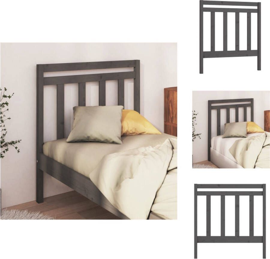 VidaXL Hoofdbord Hoofdborden Hoofdeinde Houten Hoofdbord 95x4x100 cm massief grenenhout grijs - Foto 2