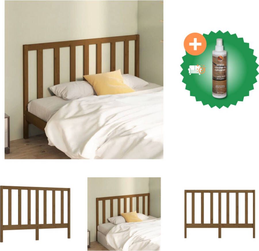 VidaXL Houten Hoofdeinde Klassieke Uitstraling Bedframe Afmetingen- 166 x 4 x 100 cm Kleur- Honingbruin Bedonderdeel Inclusief Houtreiniger en verfrisser - Foto 5