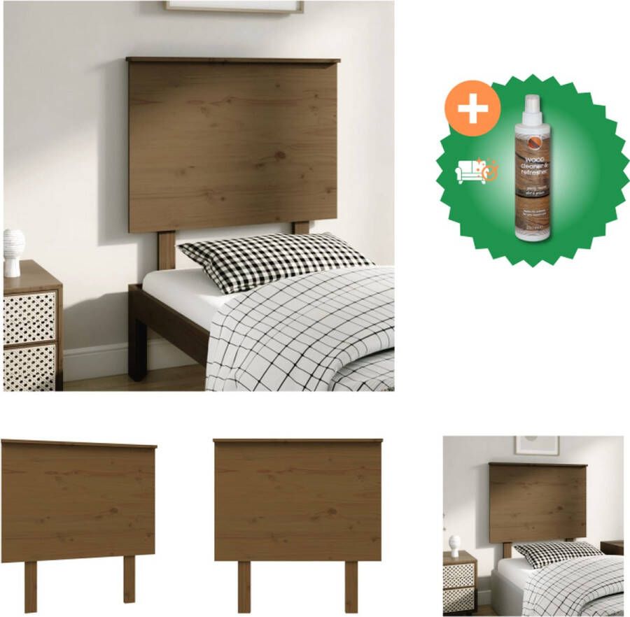 VidaXL Houten Hoofdeinde Klassiek Hoofdbord Afmeting- 79 x 6 x 82.5 cm Kleur- Honingbruin Bedonderdeel Inclusief Houtreiniger en verfrisser