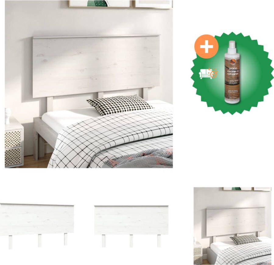 VidaXL Houten Hoofdeinde Klassiek Hoofdbord Afmetingen- 144x6x82.5cm Kleur- Wit Bedonderdeel Inclusief Houtreiniger en verfrisser