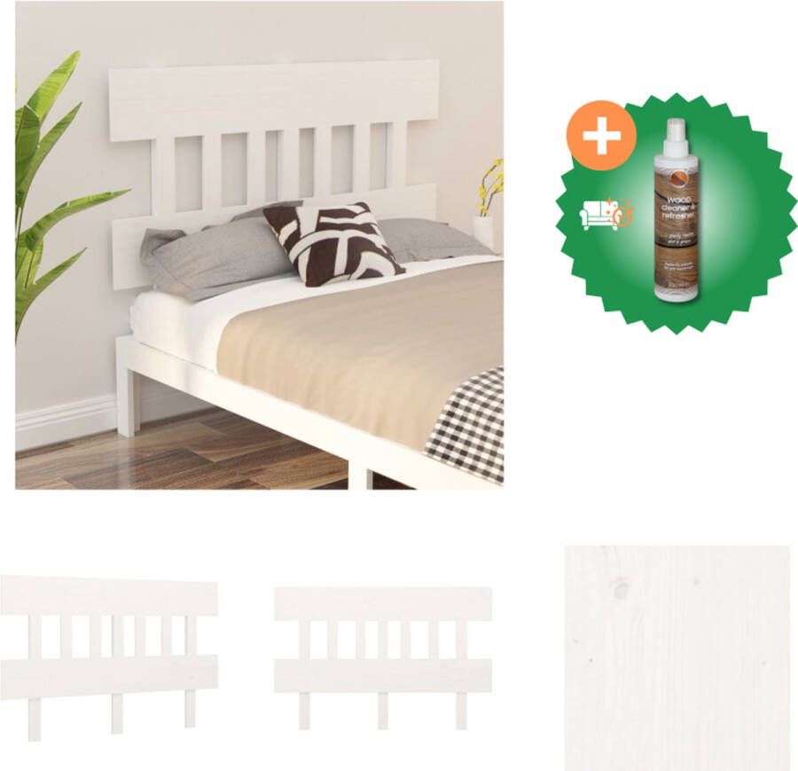 VidaXL Houten Hoofdeinde Klassiek Hoofdbord Afmetingen- 183.5 x 3 x 81 cm Kleur- Wit Bedonderdeel Inclusief Houtreiniger en verfrisser