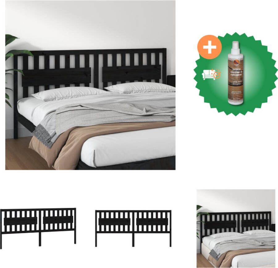 VidaXL Houten Hoofdeinde Rustieke Charme Hoofdbord met Comfortabele Ondersteuning Zwart 205.5 x 4 x 100 cm Bedonderdeel Inclusief Houtreiniger en verfrisser - Foto 2