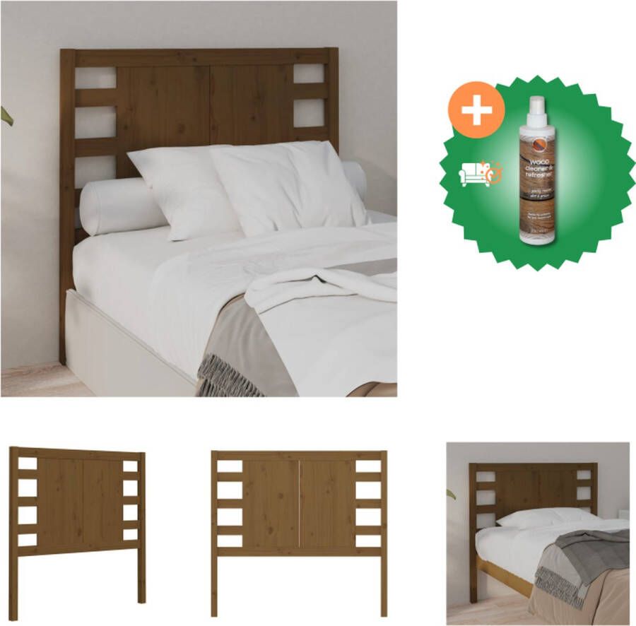 VidaXL Houten Hoofdeinde Klassiek Hoofdborden Afmeting- 96 x 4 x 100 cm Kleur- Honingbruin Bedonderdeel Inclusief Houtreiniger en verfrisser