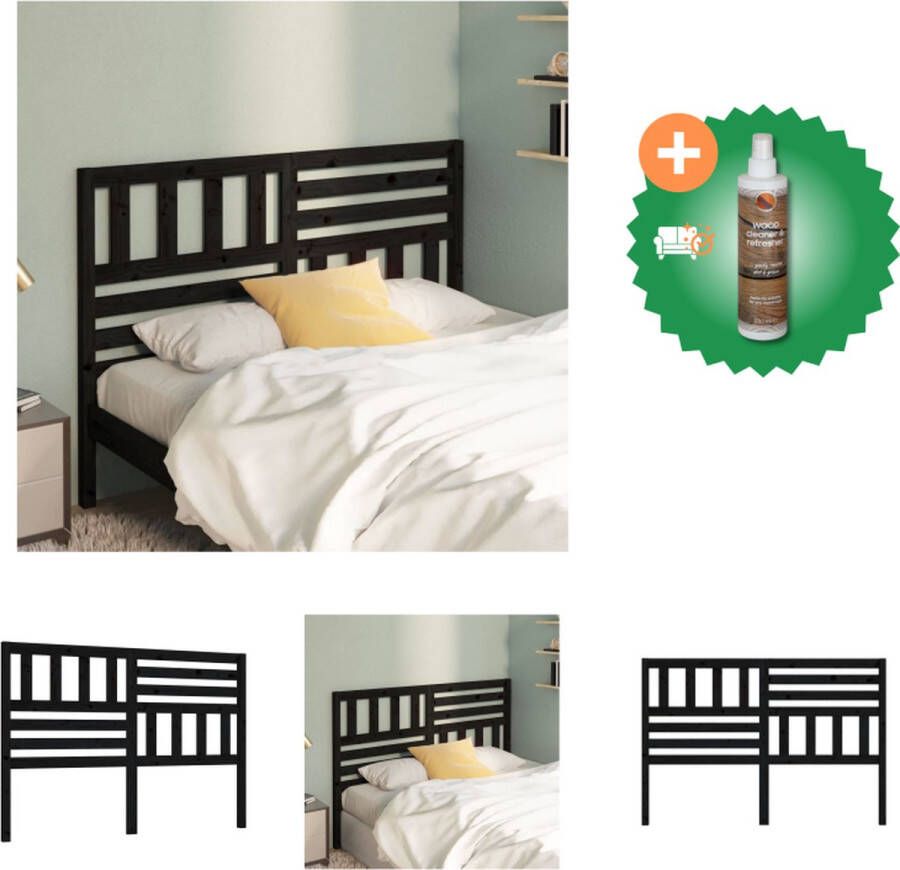VidaXL Houten Hoofdeinde Klassieke Uitstraling Hoofdbord Afmeting- 166 x 4 x 100 cm Kleur- Zwart Bedonderdeel Inclusief Houtreiniger en verfrisser
