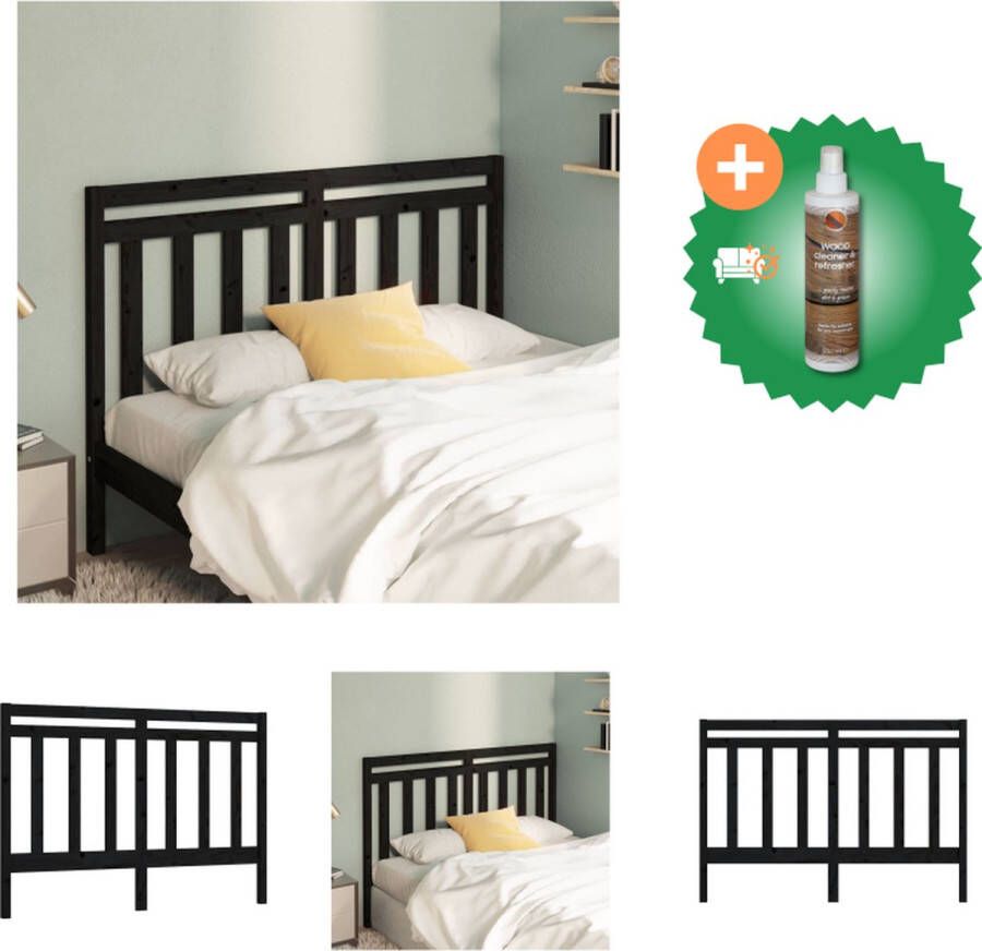 VidaXL Houten Hoofdeinde Klassieke Uitstraling Hoofdbord voor Bed zonder Hoofdeinde 156 x 4 x 100 cm Zwart Bedonderdeel Inclusief Houtreiniger en verfrisser - Foto 4