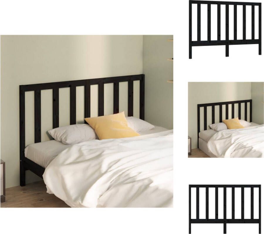 VidaXL Houten Hoofdeinde Klassieke Uitstraling Hoofdbord voor Bed zonder Hoofdeinde 156 x 4 x 100 cm Zwart Bedonderdeel