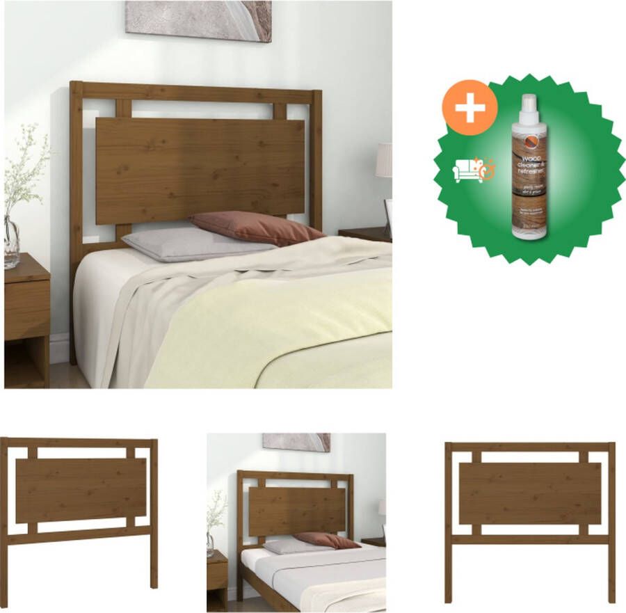 VidaXL Houten Hoofdeinde Rustieke Charme Hoofdbord 105.5 x 4 x 100 cm Kleur- Honingbruin Bedonderdeel Inclusief Houtreiniger en verfrisser - Foto 2
