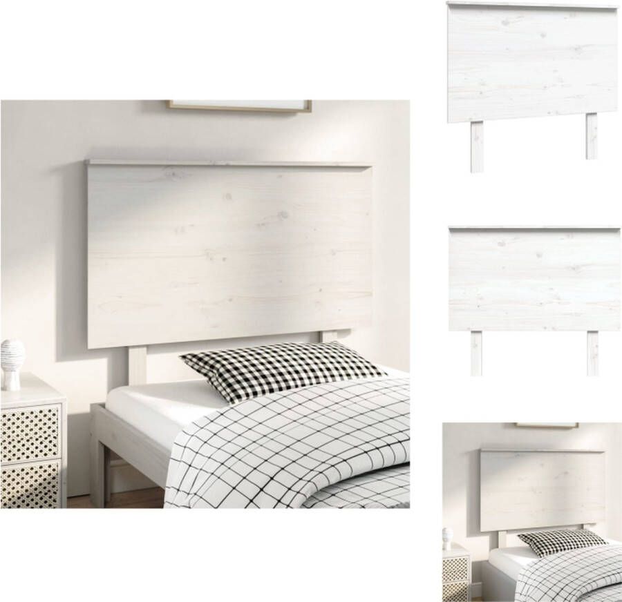 VidaXL Hoofdbord Hoofdborden Hoofdeinde Houten Hoofdbord 94x6x82 5 cm massief grenenhout wit - Foto 2