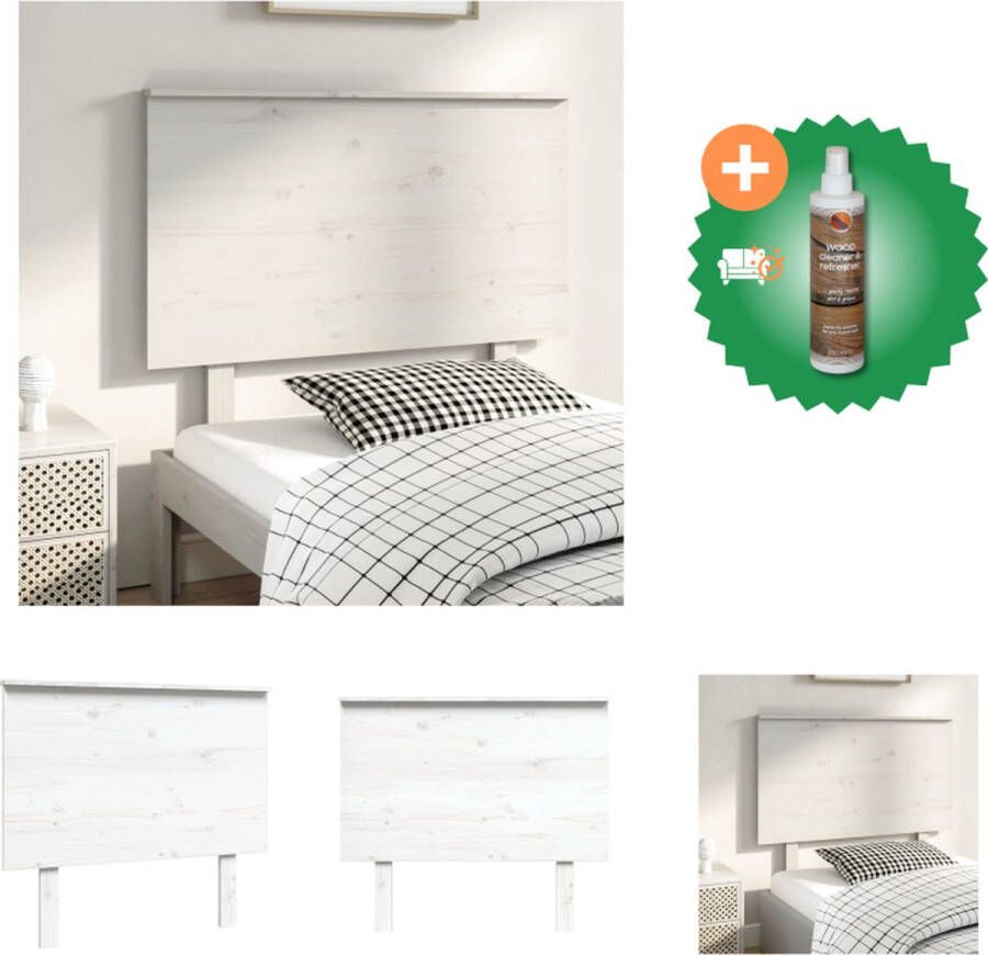 VidaXL Houten Hoofdeinde Rustieke Charme Hoofdbord 94 x 6 x 82.5 cm Wit Bedonderdeel Inclusief Houtreiniger en verfrisser