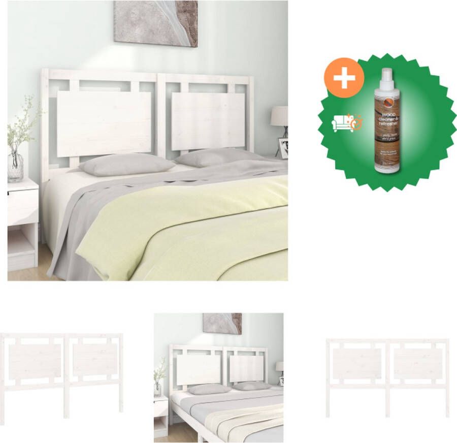 VidaXL Houten Hoofdeinde Rustieke Charme Hoofdbord Afmetingen- 155.5 x 4 x 100 cm Kleur- Wit Materiaal- Massief Grenenhout Bedonderdeel Inclusief Houtreiniger en verfrisser - Foto 3