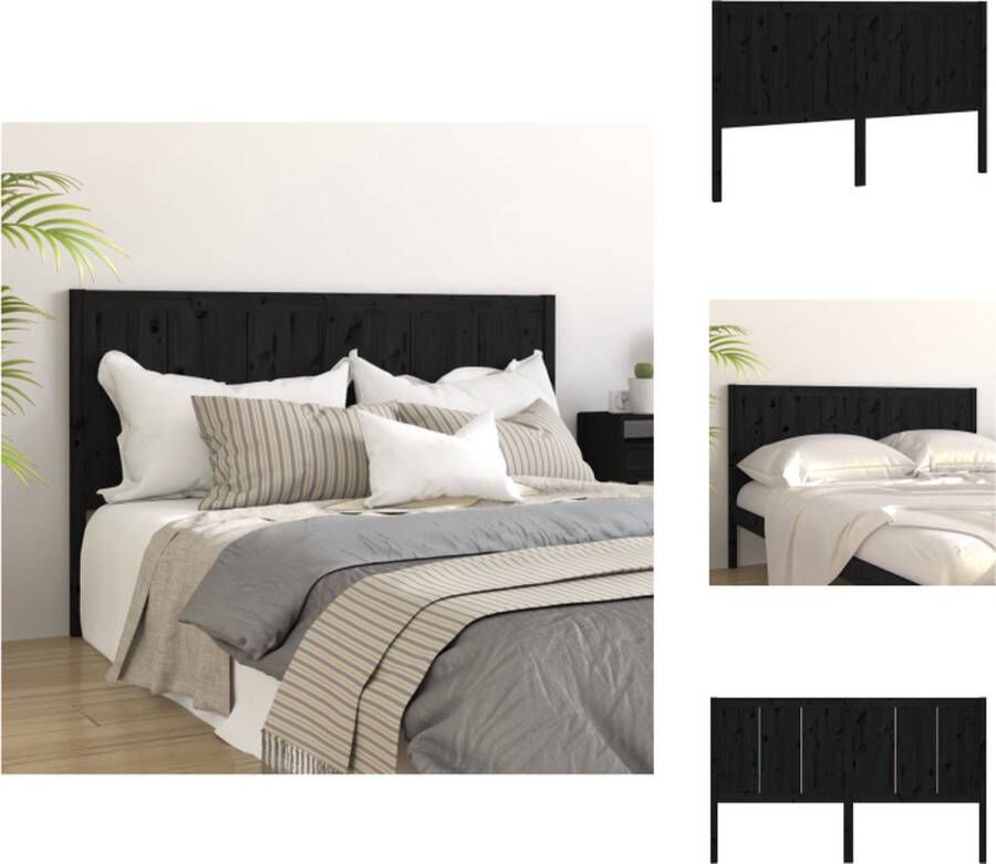 VidaXL Houten Hoofdeinde Rustieke Charme Hoofdbord met Comfortabele Ondersteuning Zwart 205.5 x 4 x 100 cm Bedonderdeel