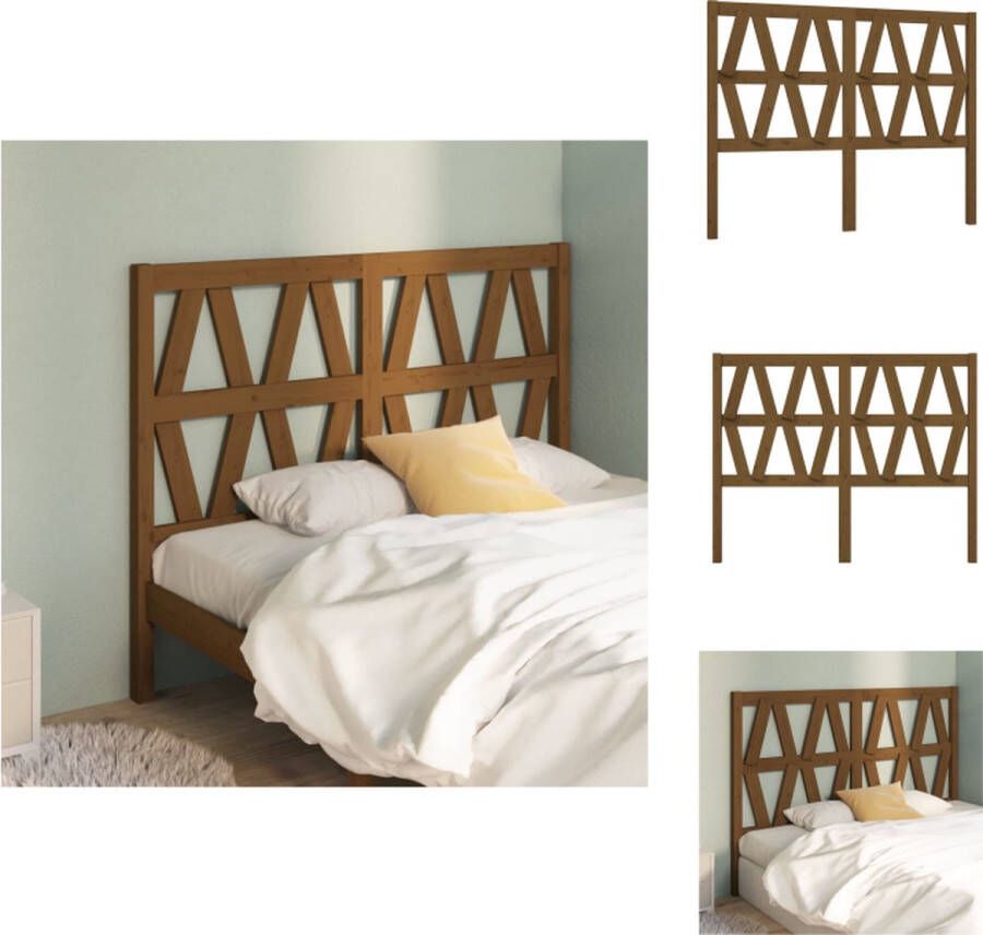 VidaXL Hoofdbord Hoofdborden Hoofdeinde Houten Hoofdbord 146x4x100 cm massief grenenhout honingbruin - Foto 2