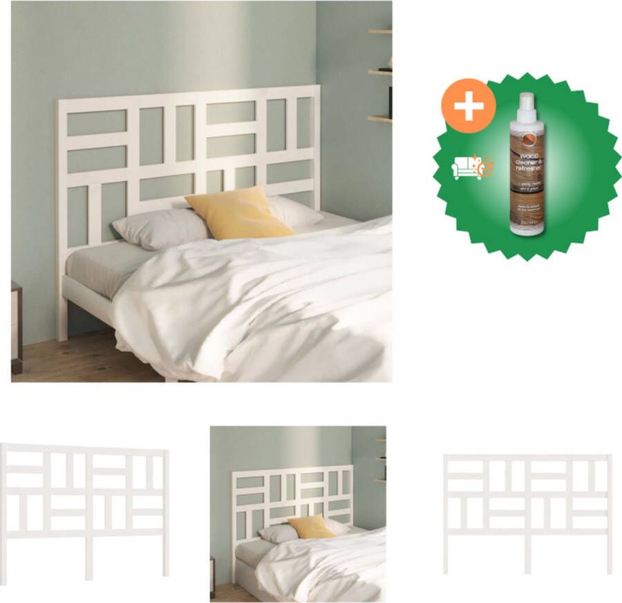 VidaXL Houten Hoofdeinde Trendy Design Hoofdbord 146 x 4 x 104 cm Wit Bedonderdeel Inclusief Houtreiniger en verfrisser